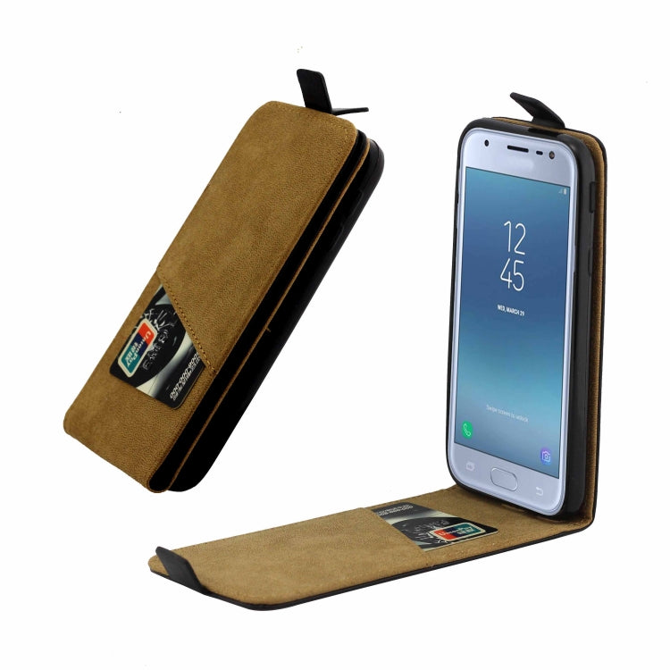 For Galaxy J3 (2017) / J330 Vertical Flip Business Style Leather Case Cover with Card Slot(Black)