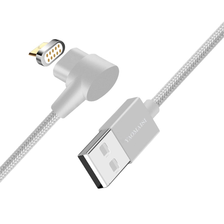 YAOMAISI Q13 1m Micro USB to USB L-Type Nylon Weave Data Sync Charging Cable, For Galaxy, HTC, Google, LG, Sony, Huawei, Xiaomi, Lenovo and Other Smartphones(Silver)