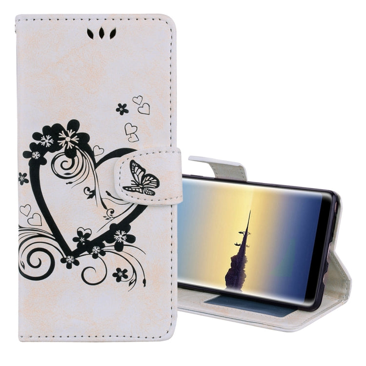 For Galaxy Note 8 Pressed Flowers Butterfly Love Pattern Horizontal Flip Leather Case with Holder & Card Slots & Wallet & Lanyard & Photo Frame
