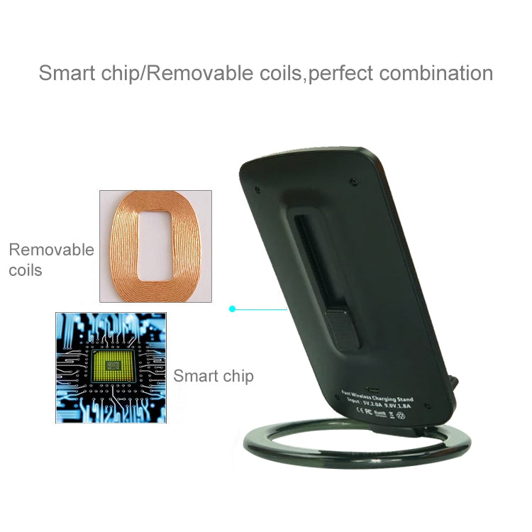 Q800 Output 5V 1.5A Qi Standard Vertical Fast Wireless Charger, Used in Support QI Sandard Phones, For iPhone, Galaxy, Huawei, Xiaomi, LG, HTC and Other Smart Phones