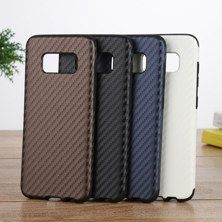 For Galaxy S8 + / G955 Carbon Fibre Texture PU Leather Protection Back Cover Case