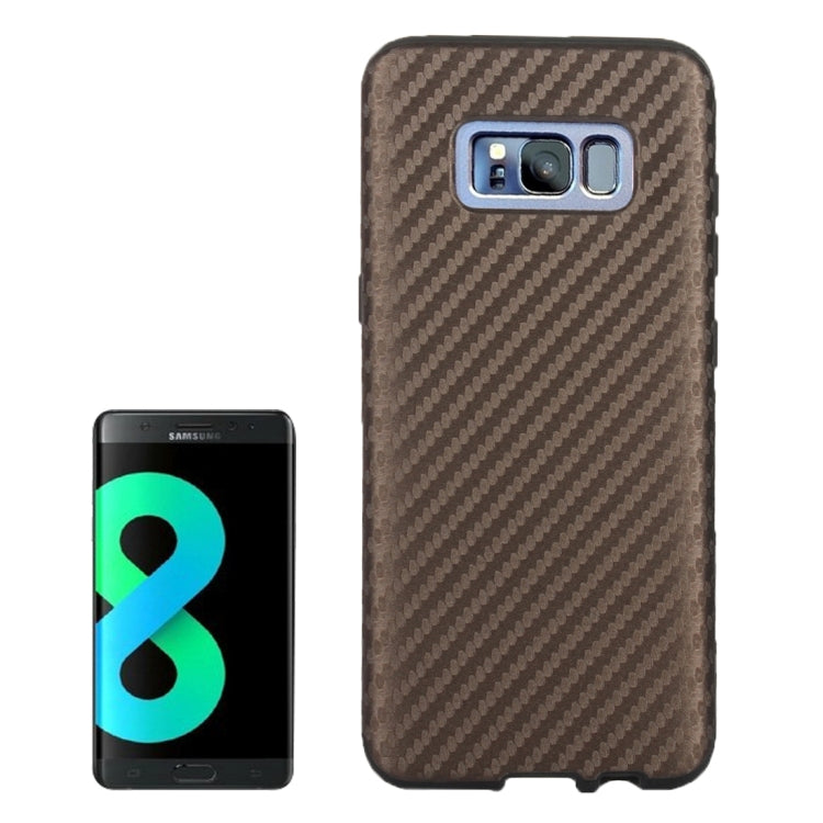 For Galaxy S8 Carbon Fibre Texture PU Leather Protection Back Cover Case