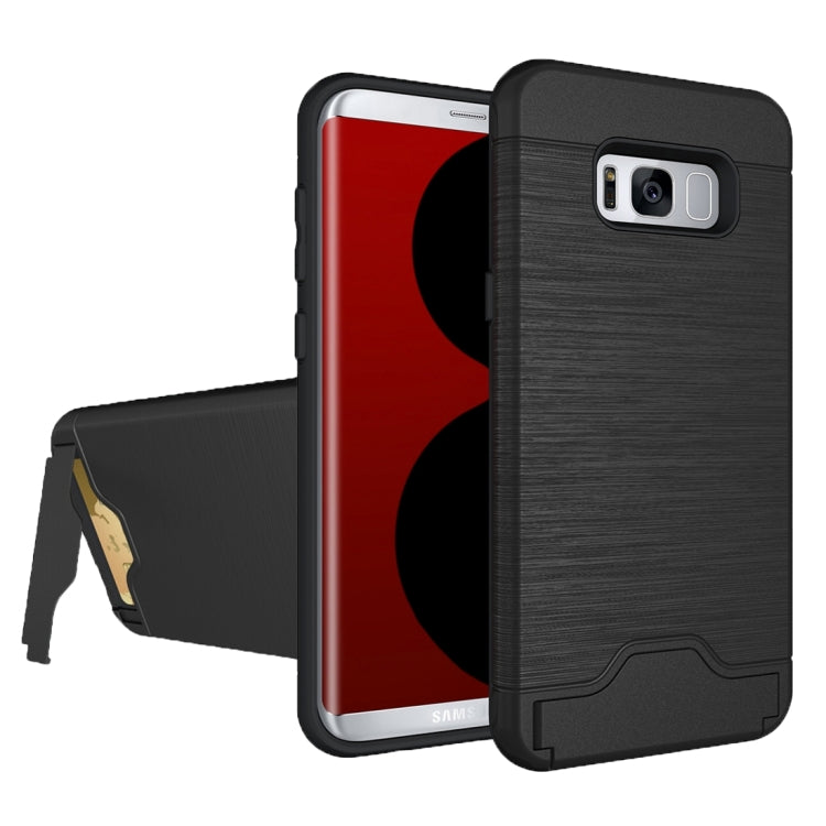 For Galaxy S8 Brushed Texture Separable PC + TPU Protective Combination Back Case with Holder & Card Slot