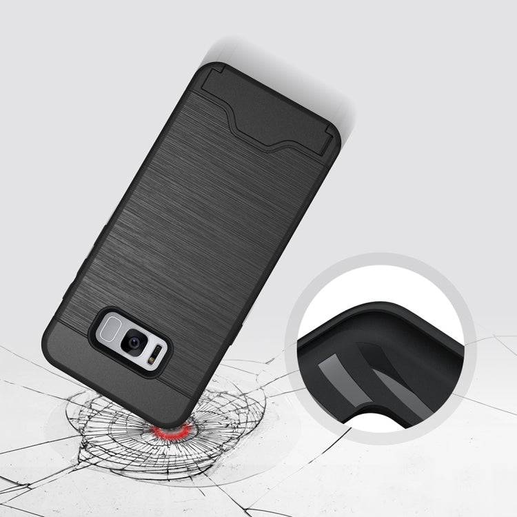 For Galaxy S8 Brushed Texture Separable PC + TPU Protective Combination Back Case with Holder & Card Slot