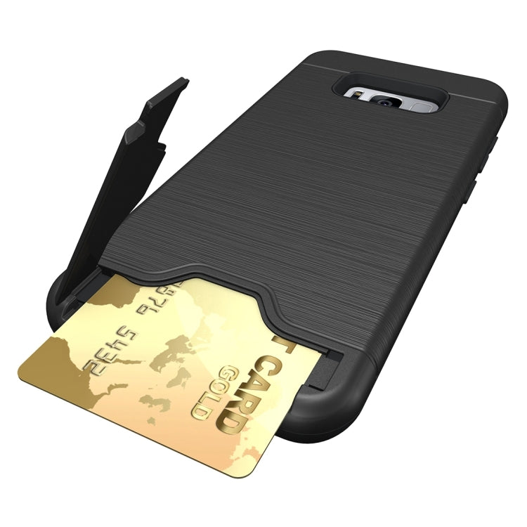 For Galaxy S8 Brushed Texture Separable PC + TPU Protective Combination Back Case with Holder & Card Slot