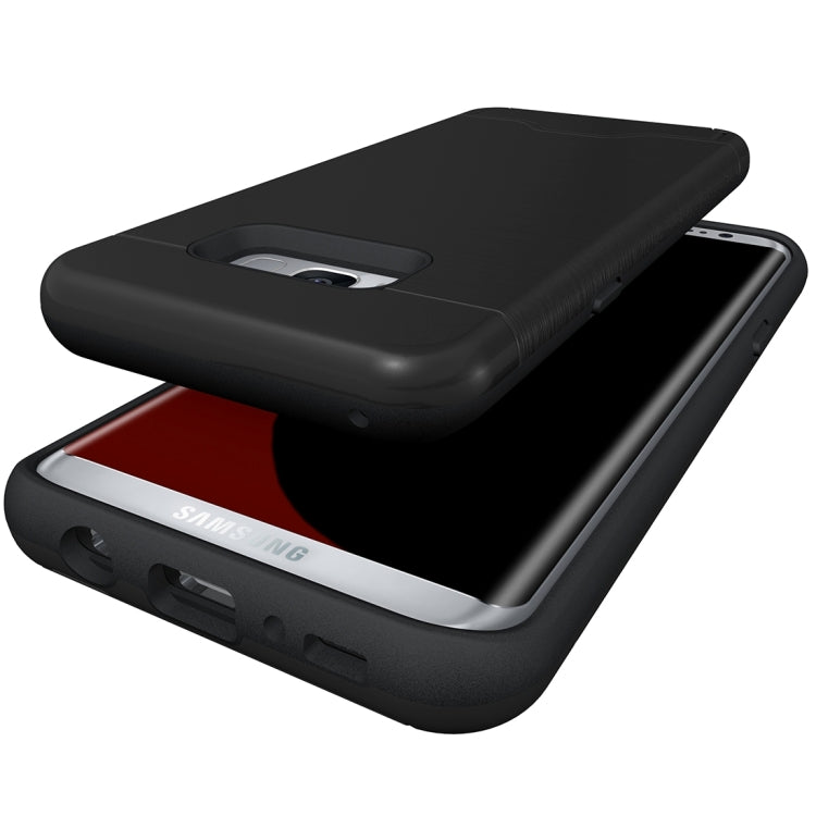 For Galaxy S8 Brushed Texture Separable PC + TPU Protective Combination Back Case with Holder & Card Slot