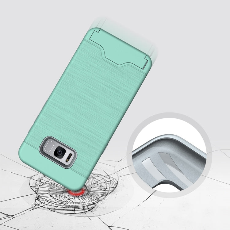 For Galaxy S8 Brushed Texture Separable PC + TPU Protective Combination Back Case with Holder & Card Slot