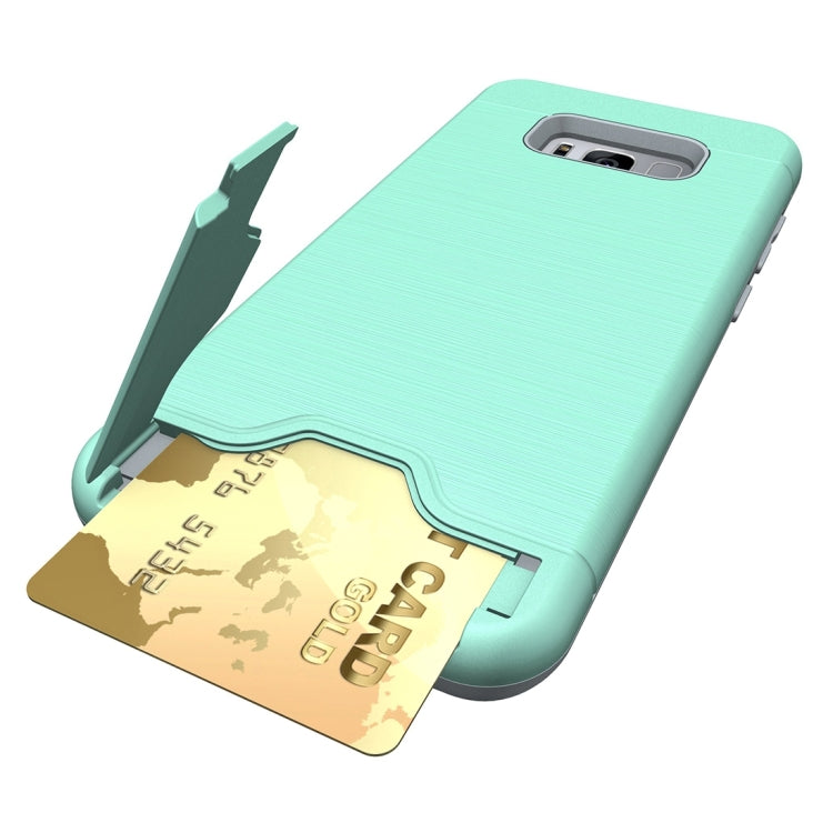 For Galaxy S8 Brushed Texture Separable PC + TPU Protective Combination Back Case with Holder & Card Slot