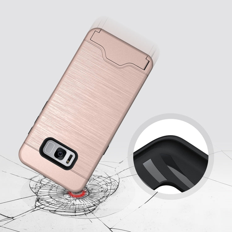 For Galaxy S8 Brushed Texture Separable PC + TPU Protective Combination Back Case with Holder & Card Slot