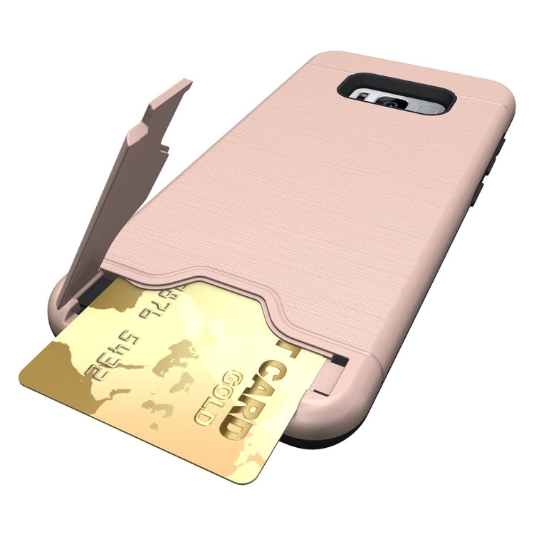 For Galaxy S8 Brushed Texture Separable PC + TPU Protective Combination Back Case with Holder & Card Slot