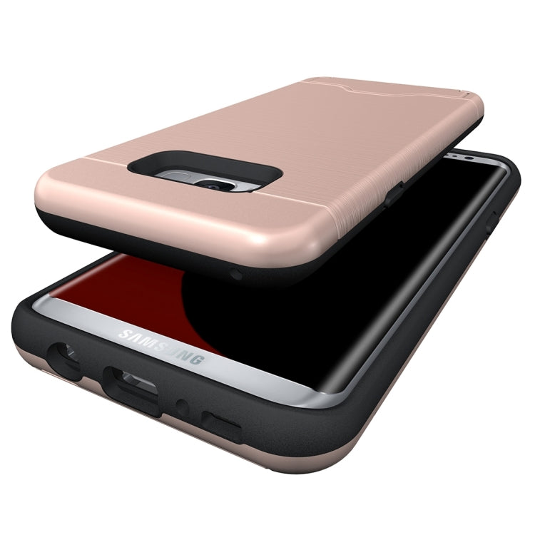 For Galaxy S8 Brushed Texture Separable PC + TPU Protective Combination Back Case with Holder & Card Slot