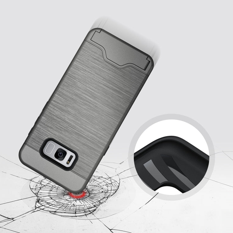 For Galaxy S8 + / G955 Brushed Texture Separable PC + TPU Protective Combination Back Case with Holder & Card Slot