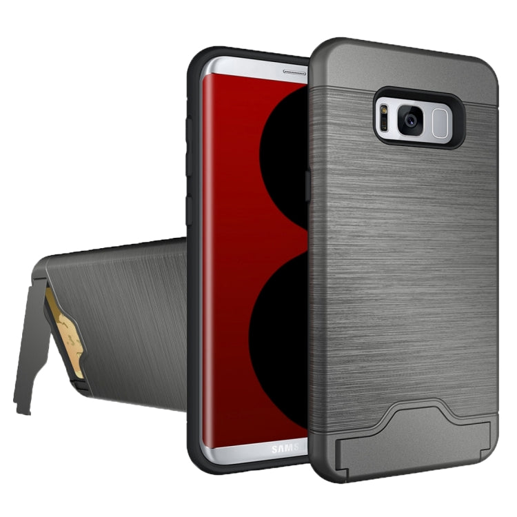 For Galaxy S8 + / G955 Brushed Texture Separable PC + TPU Protective Combination Back Case with Holder & Card Slot