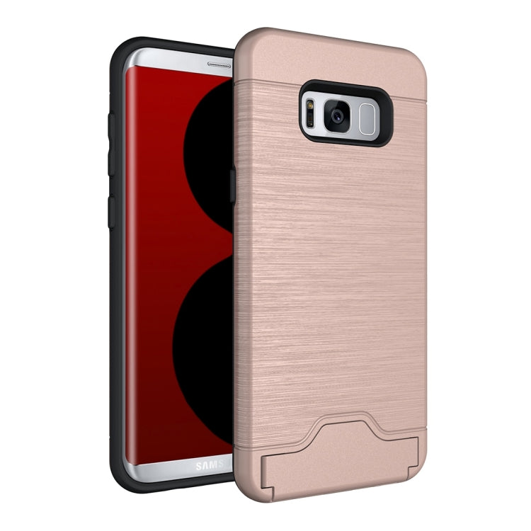 For Galaxy S8 + / G955 Brushed Texture Separable PC + TPU Protective Combination Back Case with Holder & Card Slot