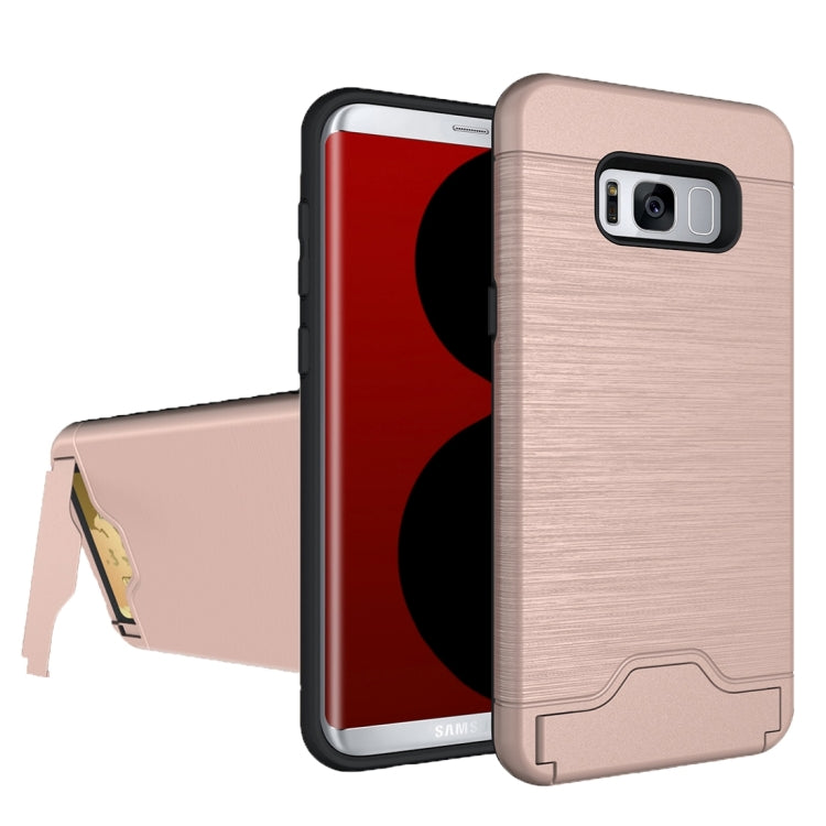 For Galaxy S8 + / G955 Brushed Texture Separable PC + TPU Protective Combination Back Case with Holder & Card Slot