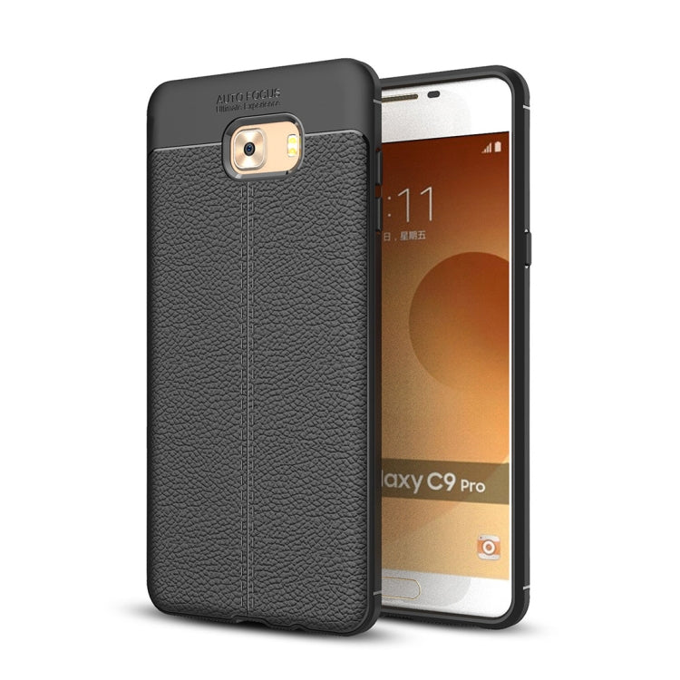 For Galaxy C9 Pro Litchi Texture Design Soft TPU Anti-skip Protective Cover Back Case