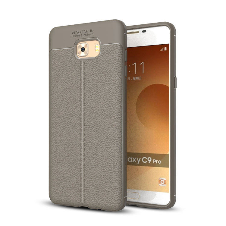 For Galaxy C9 Pro Litchi Texture Design Soft TPU Anti-skip Protective Cover Back Case