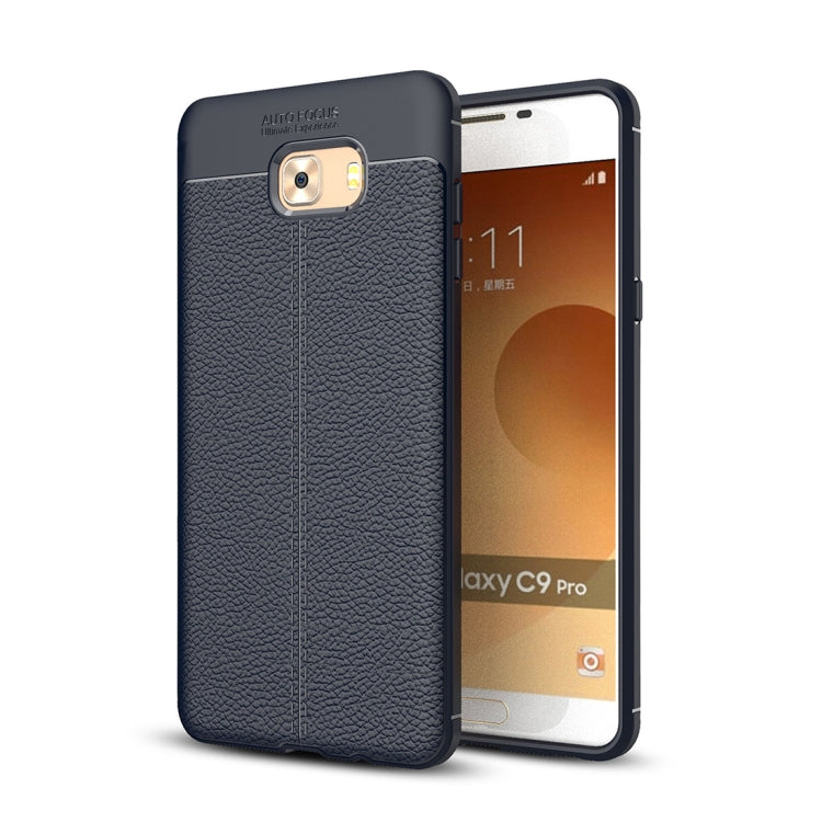 For Galaxy C9 Pro Litchi Texture Design Soft TPU Anti-skip Protective Cover Back Case