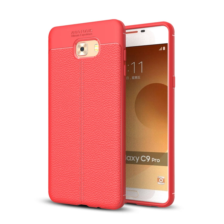 For Galaxy C9 Pro Litchi Texture Design Soft TPU Anti-skip Protective Cover Back Case