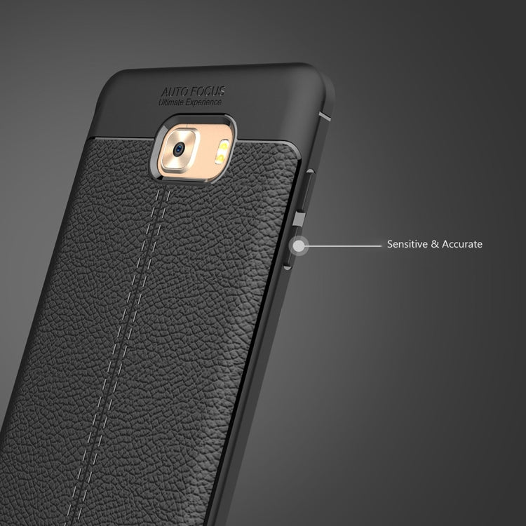 For Galaxy C9 Pro Litchi Texture Design Soft TPU Anti-skip Protective Cover Back Case