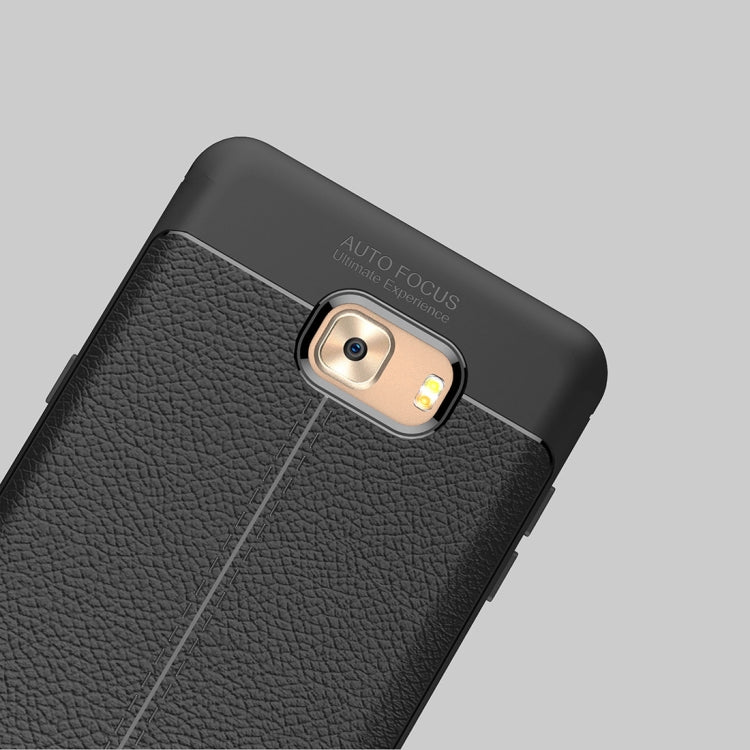For Galaxy C9 Pro Litchi Texture Design Soft TPU Anti-skip Protective Cover Back Case