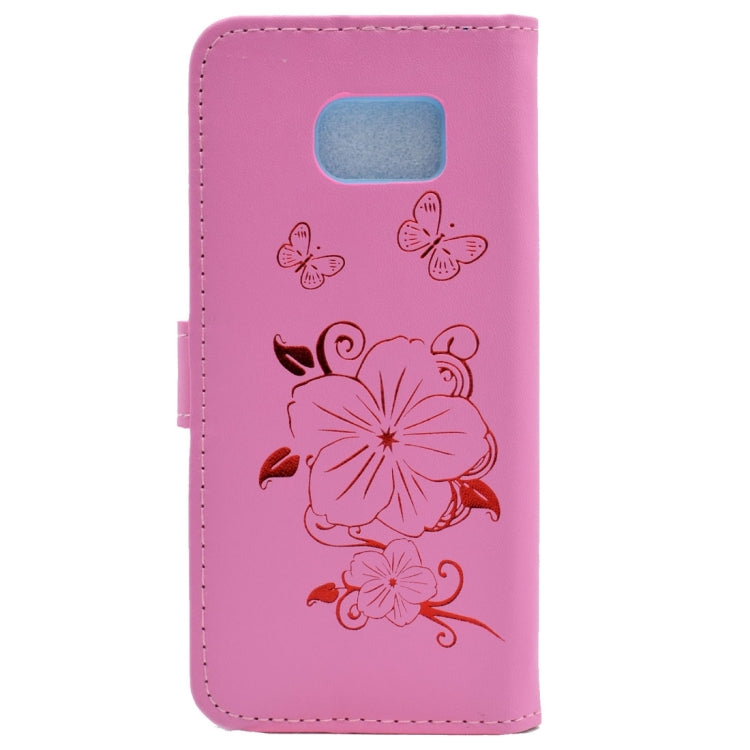 For Galaxy S6 / G920 Bronzing Butterfly Pattern Horizontal Flip PU Leather Case with Holder & Card Slots & Wallet