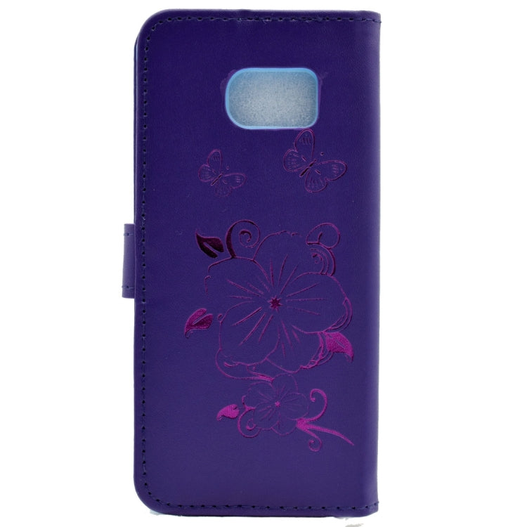 For Galaxy S6 / G920 Bronzing Butterfly Pattern Horizontal Flip PU Leather Case with Holder & Card Slots & Wallet