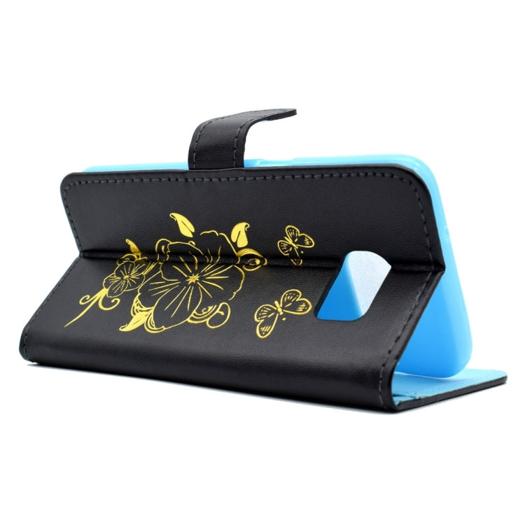 For Galaxy S6 Edge / G925 Bronzing Butterfly Pattern Horizontal Flip PU Leather Case with Holder & Card Slots & Wallet
