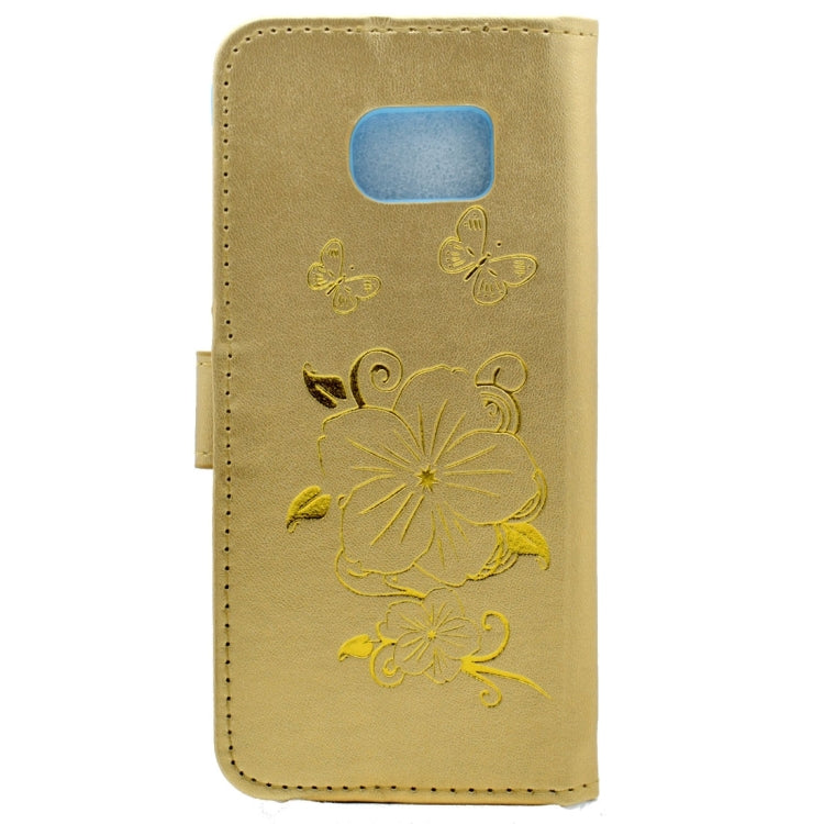 For Galaxy S6 Edge / G925 Bronzing Butterfly Pattern Horizontal Flip PU Leather Case with Holder & Card Slots & Wallet