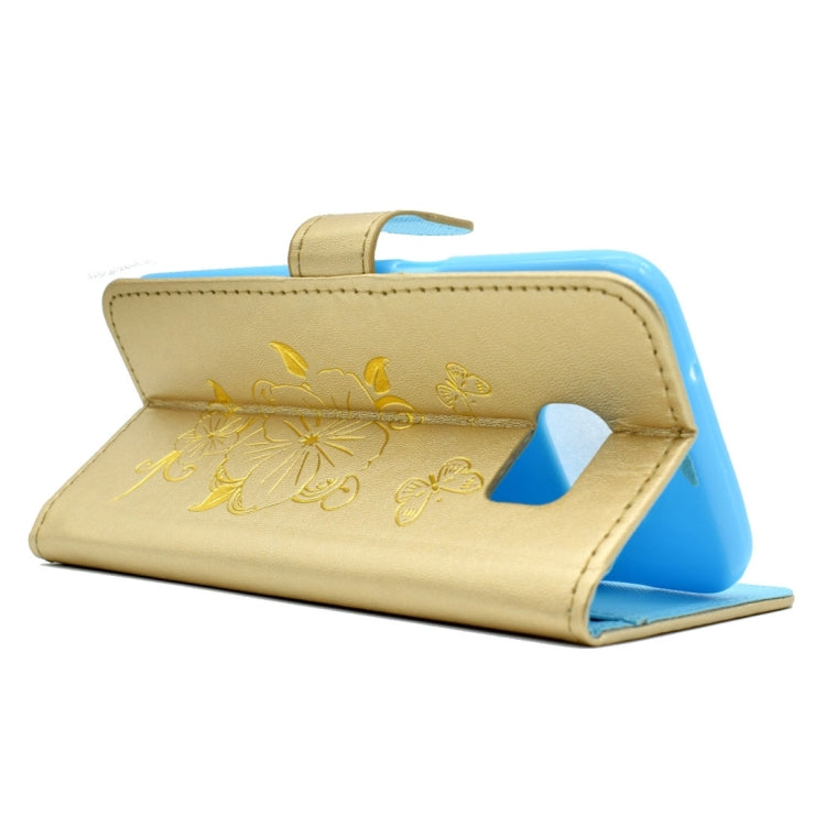 For Galaxy S7 / G930 Bronzing Butterfly Pattern Horizontal Flip PU Leather Case with Holder & Card Slots & Wallet