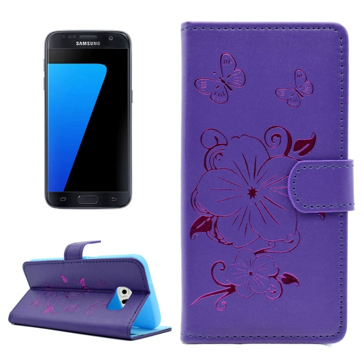 For Galaxy S7 / G930 Bronzing Butterfly Pattern Horizontal Flip PU Leather Case with Holder & Card Slots & Wallet