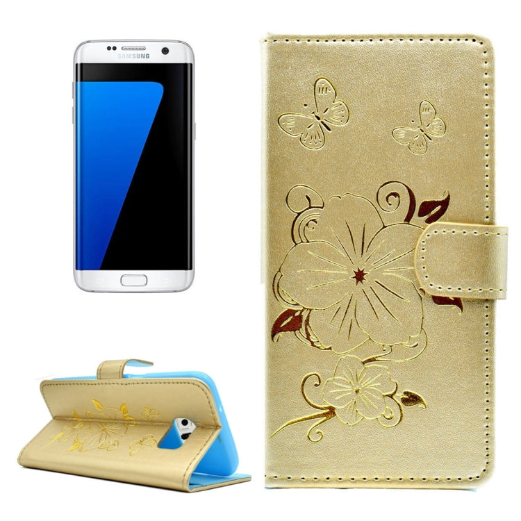 For Galaxy S7 Edge / G935 Bronzing Butterfly Pattern Horizontal Flip PU Leather Case with Holder & Card Slots & Wallet