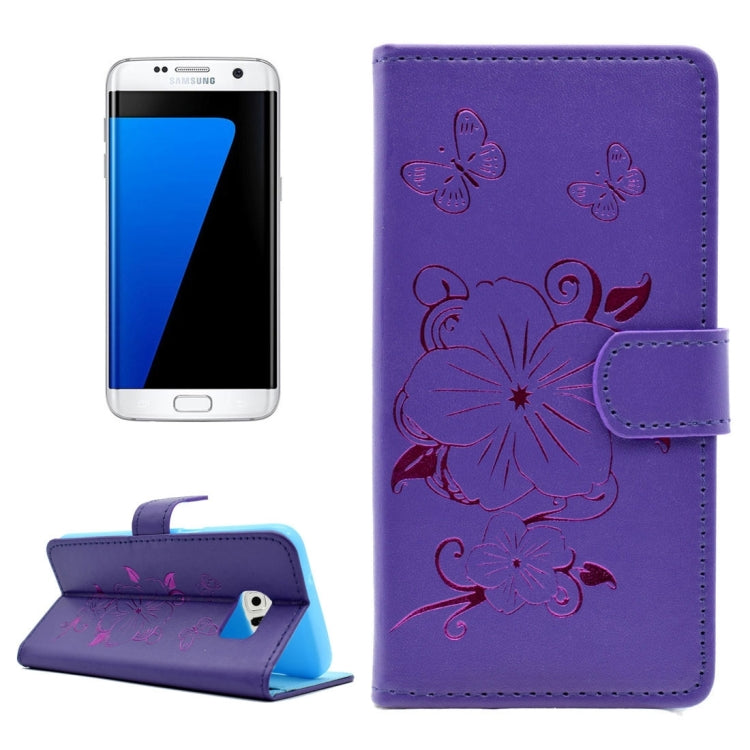 For Galaxy S7 Edge / G935 Bronzing Butterfly Pattern Horizontal Flip PU Leather Case with Holder & Card Slots & Wallet