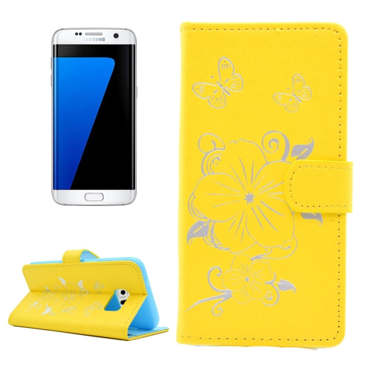 For Galaxy S7 Edge / G935 Bronzing Butterfly Pattern Horizontal Flip PU Leather Case with Holder & Card Slots & Wallet