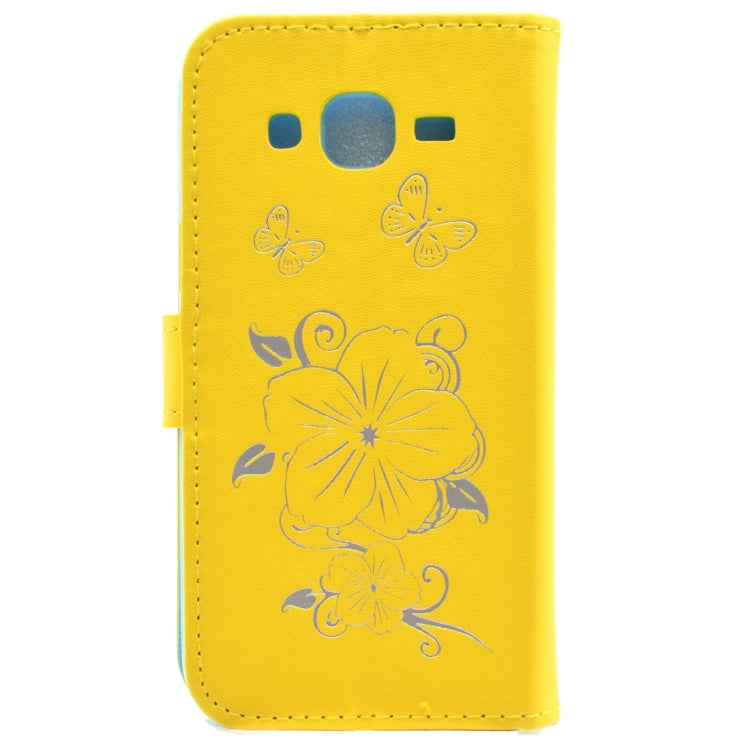 For Galaxy J5 / J500 Bronzing Butterfly Pattern Horizontal Flip PU Leather Case with Holder & Card Slots & Wallet