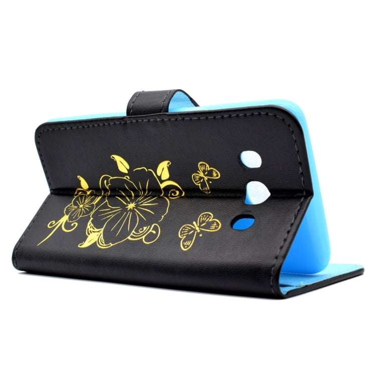 For Galaxy J5 (2016)  / J510 Bronzing Butterfly Pattern Horizontal Flip PU Leather Case with Holder & Card Slots & Wallet
