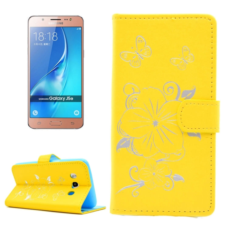 For Galaxy J5 (2016)  / J510 Bronzing Butterfly Pattern Horizontal Flip PU Leather Case with Holder & Card Slots & Wallet
