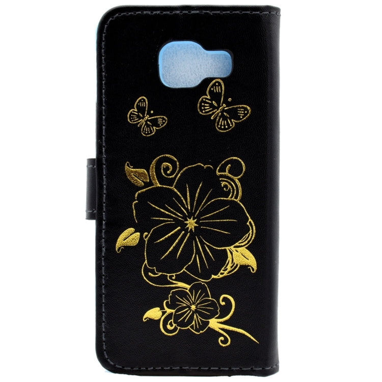 For Galaxy A3 (2016) / A310 Bronzing Butterfly Pattern Horizontal Flip PU Leather Case with Holder & Card Slots & Wallet