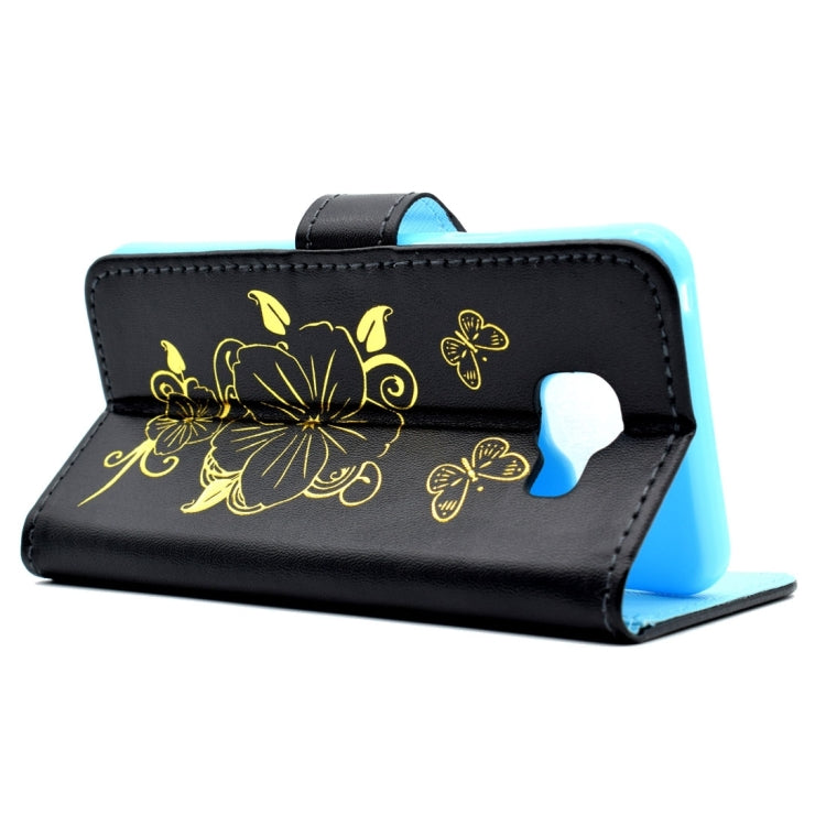For Galaxy A3 (2016) / A310 Bronzing Butterfly Pattern Horizontal Flip PU Leather Case with Holder & Card Slots & Wallet