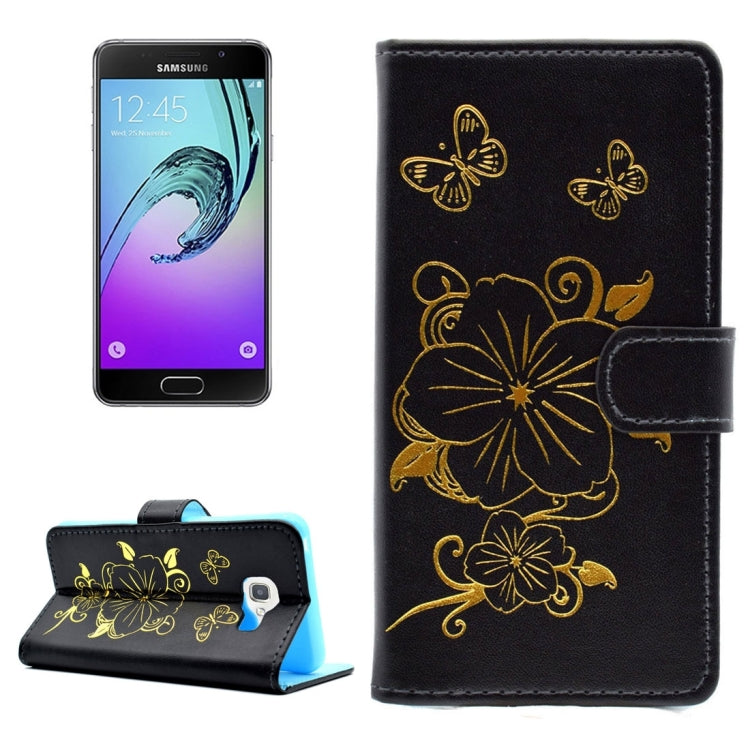 For Galaxy A3 (2016) / A310 Bronzing Butterfly Pattern Horizontal Flip PU Leather Case with Holder & Card Slots & Wallet