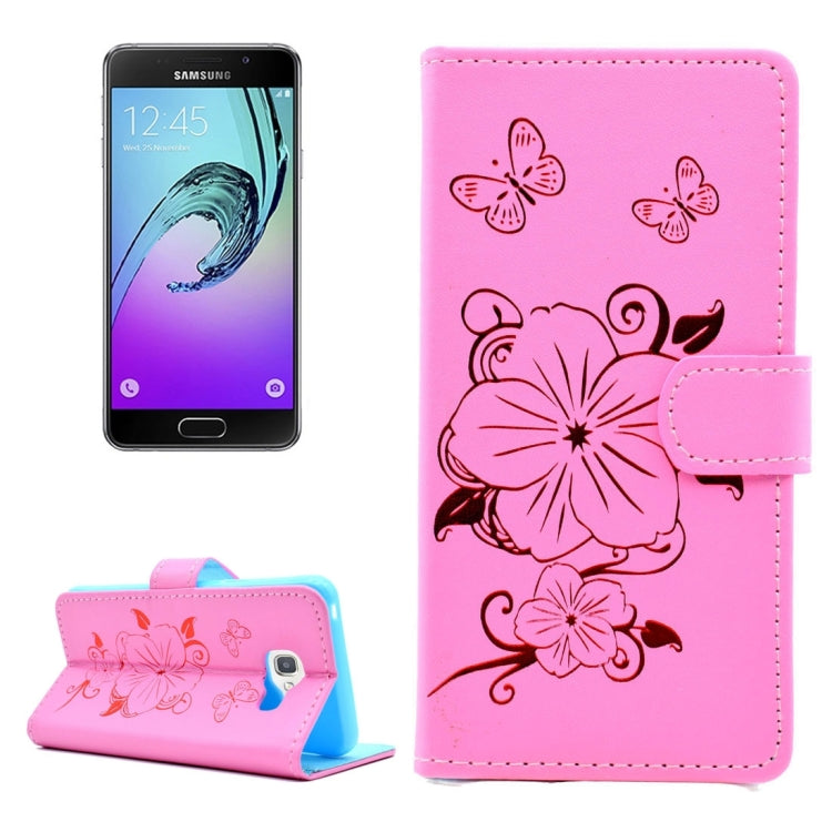 For Galaxy A3 (2016) / A310 Bronzing Butterfly Pattern Horizontal Flip PU Leather Case with Holder & Card Slots & Wallet