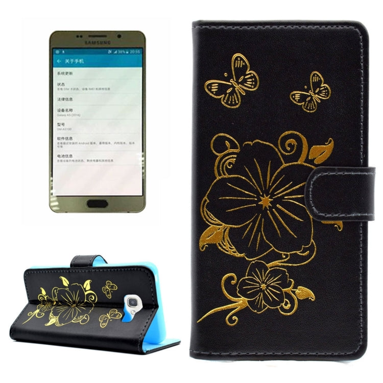 For Galaxy A5 (2016) / A510 Bronzing Butterfly Pattern Horizontal Flip PU Leather Case with Holder & Card Slots & Wallet