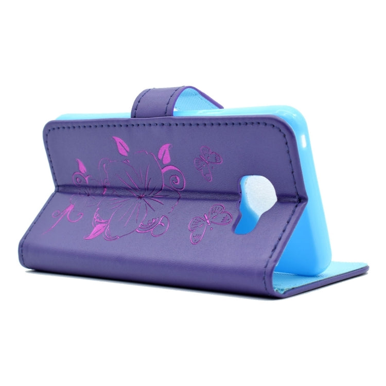For Galaxy A5 (2016) / A510 Bronzing Butterfly Pattern Horizontal Flip PU Leather Case with Holder & Card Slots & Wallet