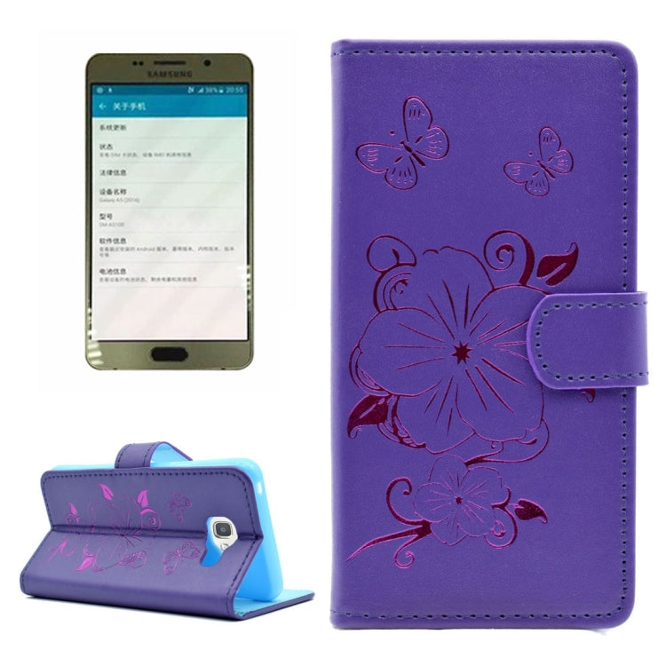 For Galaxy A5 (2016) / A510 Bronzing Butterfly Pattern Horizontal Flip PU Leather Case with Holder & Card Slots & Wallet