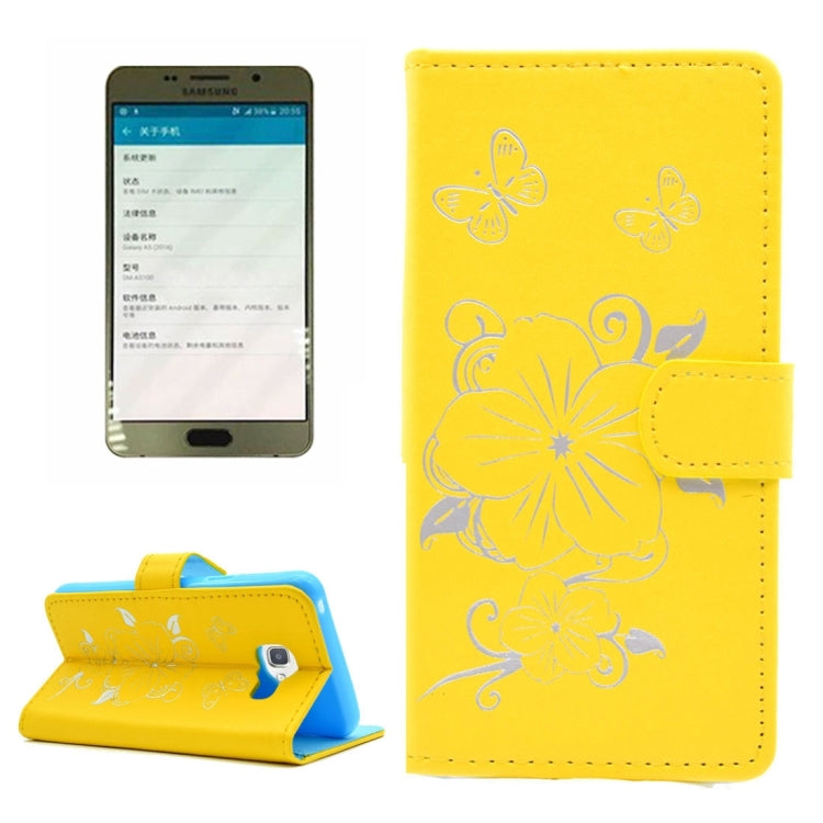 For Galaxy A5 (2016) / A510 Bronzing Butterfly Pattern Horizontal Flip PU Leather Case with Holder & Card Slots & Wallet