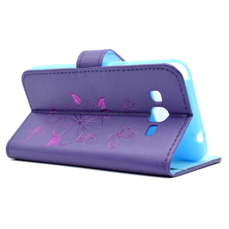 For Galaxy Grand Prime / G530 Bronzing Butterfly Pattern Horizontal Flip PU Leather Case with Holder & Card Slots & Wallet