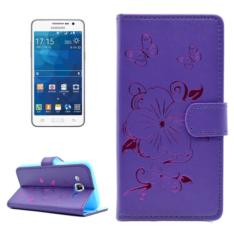 For Galaxy Grand Prime / G530 Bronzing Butterfly Pattern Horizontal Flip PU Leather Case with Holder & Card Slots & Wallet