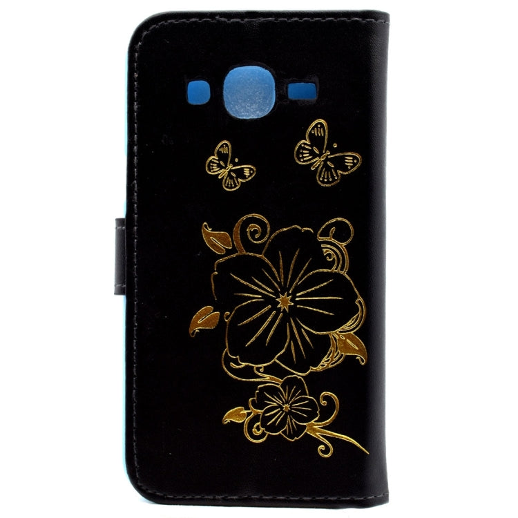 For Galaxy Core Prime / G360 Bronzing Butterfly Pattern Horizontal Flip PU Leather Case with Holder & Card Slots & Wallet