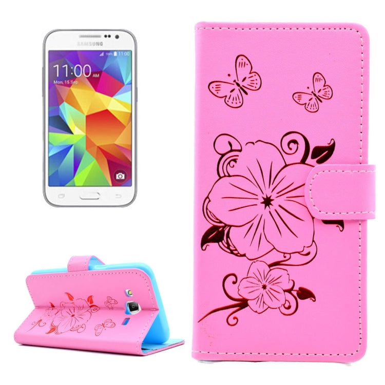For Galaxy Core Prime / G360 Bronzing Butterfly Pattern Horizontal Flip PU Leather Case with Holder & Card Slots & Wallet