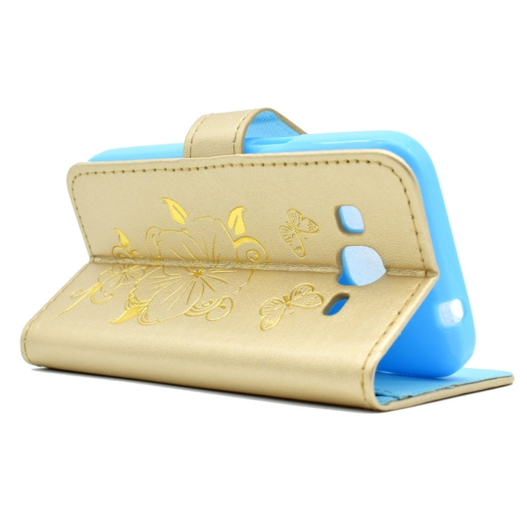 For Galaxy Core Prime / G360 Bronzing Butterfly Pattern Horizontal Flip PU Leather Case with Holder & Card Slots & Wallet